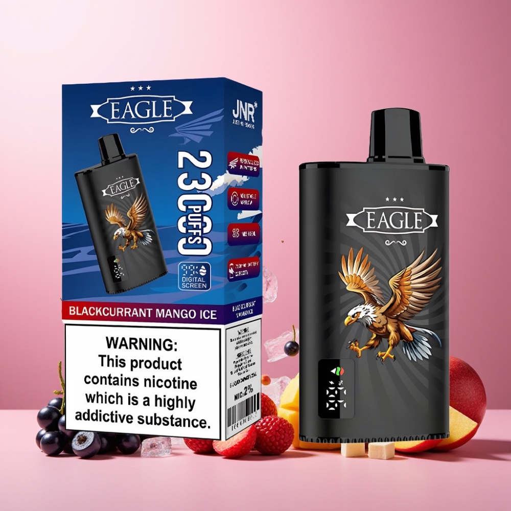 JNR EAGLE Smart Norge Engros 23000 Puffs Vape til engangsbruk med Digital Skjerm, Justerbar Luftstrøm og Type-C Lading – Solbær Mango Is