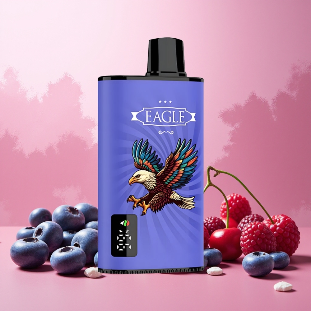 JNR EAGLE Smart Norge Engros Vape til engangsbruk 23000 Puffs Blåbær Bringebær Kirsebær med Digital Skjerm, 1.0ohm Mesh Coil & Justerbar Luftstrøm
