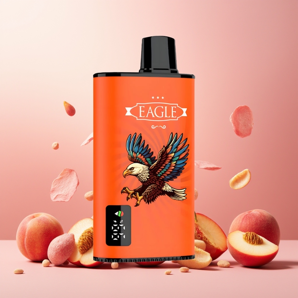 JNR EAGLE Smart Norge Engros Vape til engangsbruk 23000 Puffs Juicy Peaches med Digital Skjerm, 1.0ohm Mesh Coil & Justerbar Luftstrøm