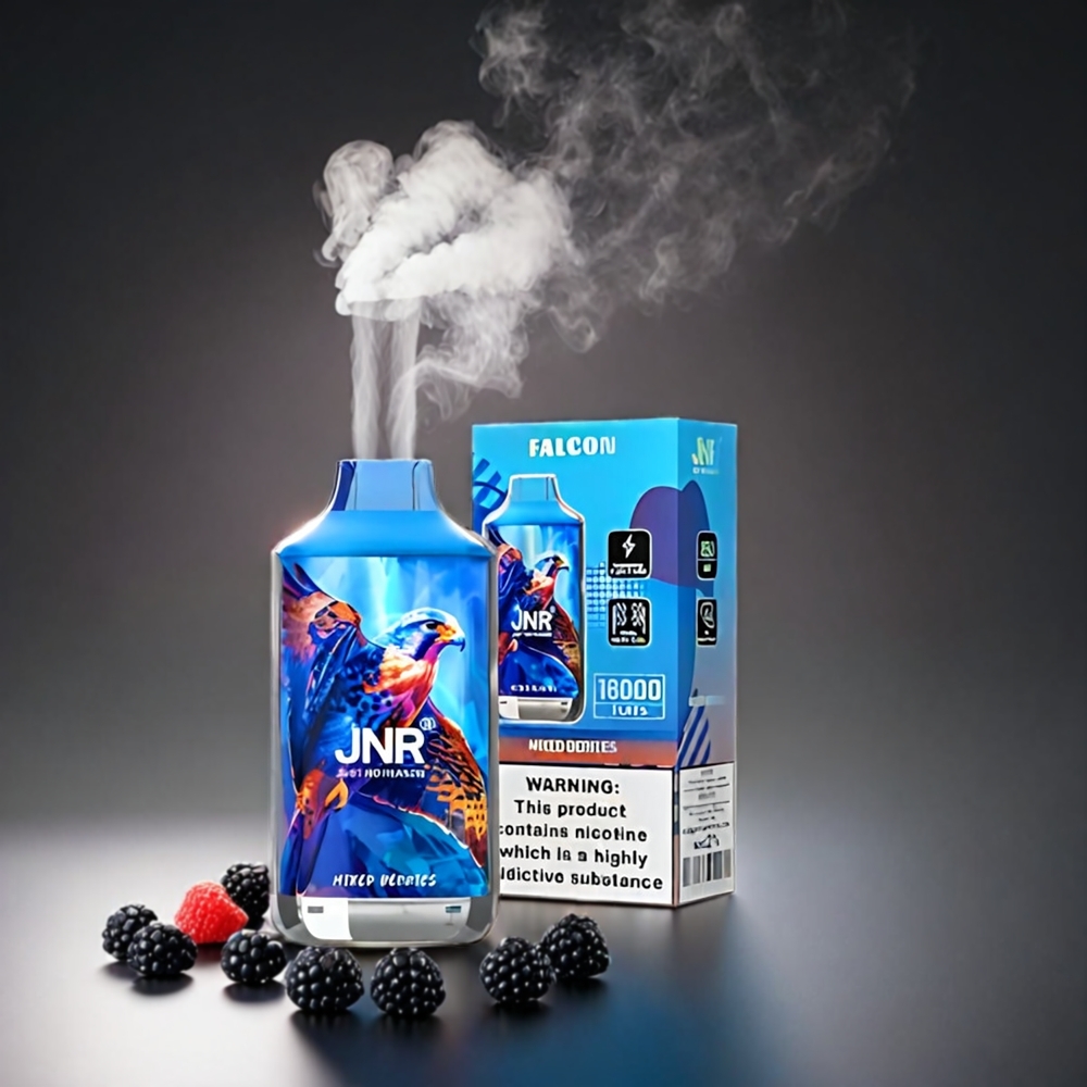 JNR Falcon 16000 Puffs Norge Engros – 850 mAh Batteri, 22ml E-væske, Dual Mesh Coil, Smart LED Skjerm, Type C & Lightning