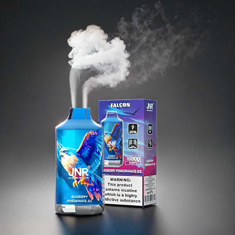 JNR Falcon 16000 Puffs Norge Engros – Blåbær Granate Is med 22ml E-væske, 850 mAh, Dual Mesh Coil, Type C & Lightning, Smart LED Display
