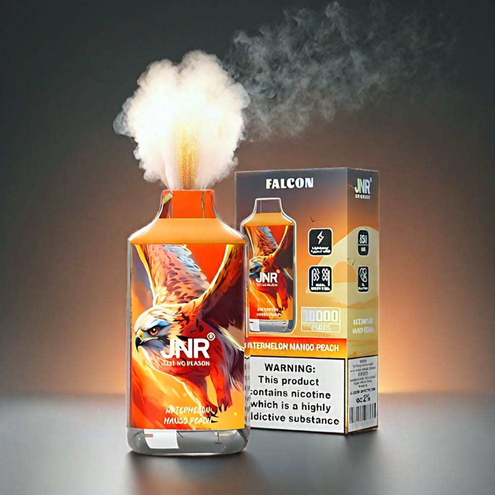 JNR Falcon 16000 Puffs Norge Engros Vannmelon Mango Fersken - 850mAh, 22ml, Dual Mesh Coil, Type C & Lightning, Smart LED Display