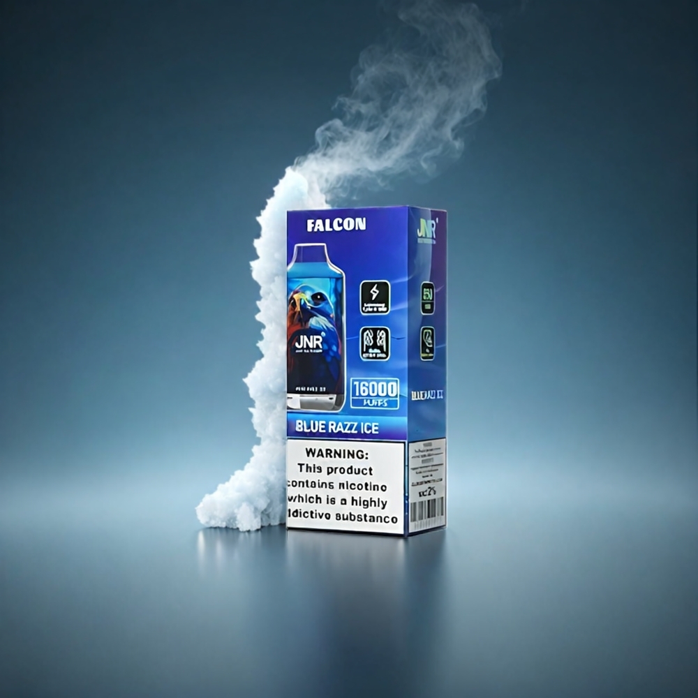 JNR Falcon Norge Engros 16000 Puffs Vape Blå Bringebær Is med 850 mAh Batteri, 22ml E-væske og Dual Mesh Coil