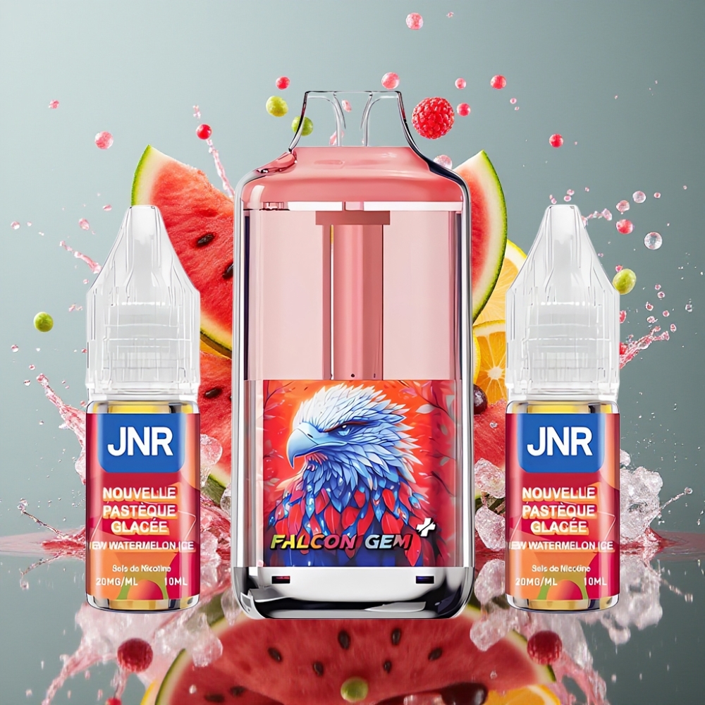 JNR Falcon GEM⁺ 30000 Puffs Refillable Pod Vape Norge Engros – Synlig E-væske Tank, Toppfyllingsdesign, 950mAh Batteri, Type-C Lading, Vannmelon Is