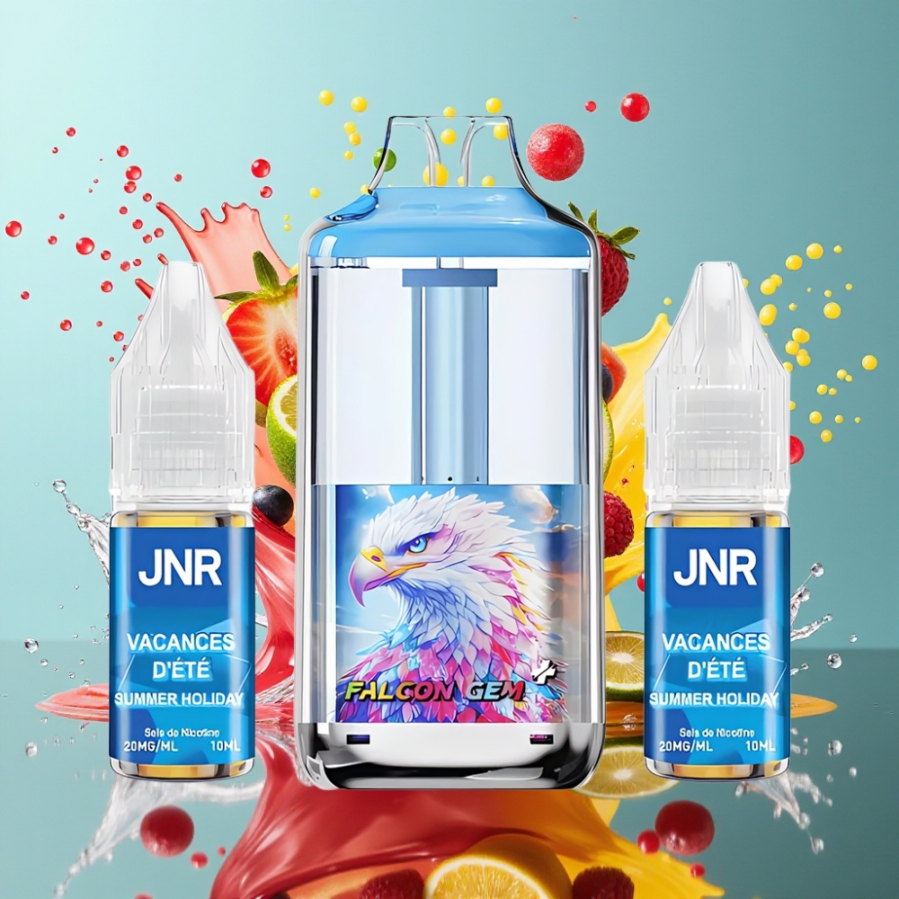 JNR Falcon GEM⁺ 30000 Puffs Refillable Pod Vape Norge Engros med Synlig E-liquid Tank, Type-C Lading & 2 10ml E-liquid