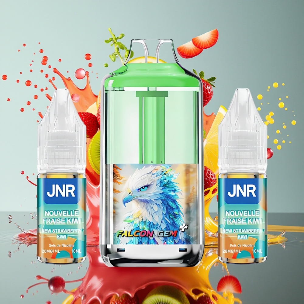 JNR Falcon GEM⁺ 30K Puffs Norge Engros Refillable Pod Vape med Synlig E-væsketank, Toppfyllingsdesign, 950mAh Batteri & Jordbær-Kiwi Smak