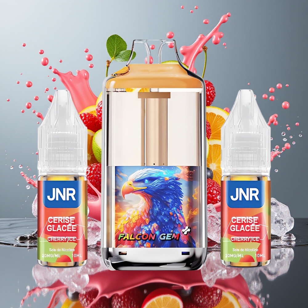 JNR Falcon GEM⁺ Norge Engros – 30000 Puffs Refillbar Pod Vape med Synlig E-væske Tank, Toppfyll Design, 950mAh Batteri & Type-C Lading – Kirsebær Is