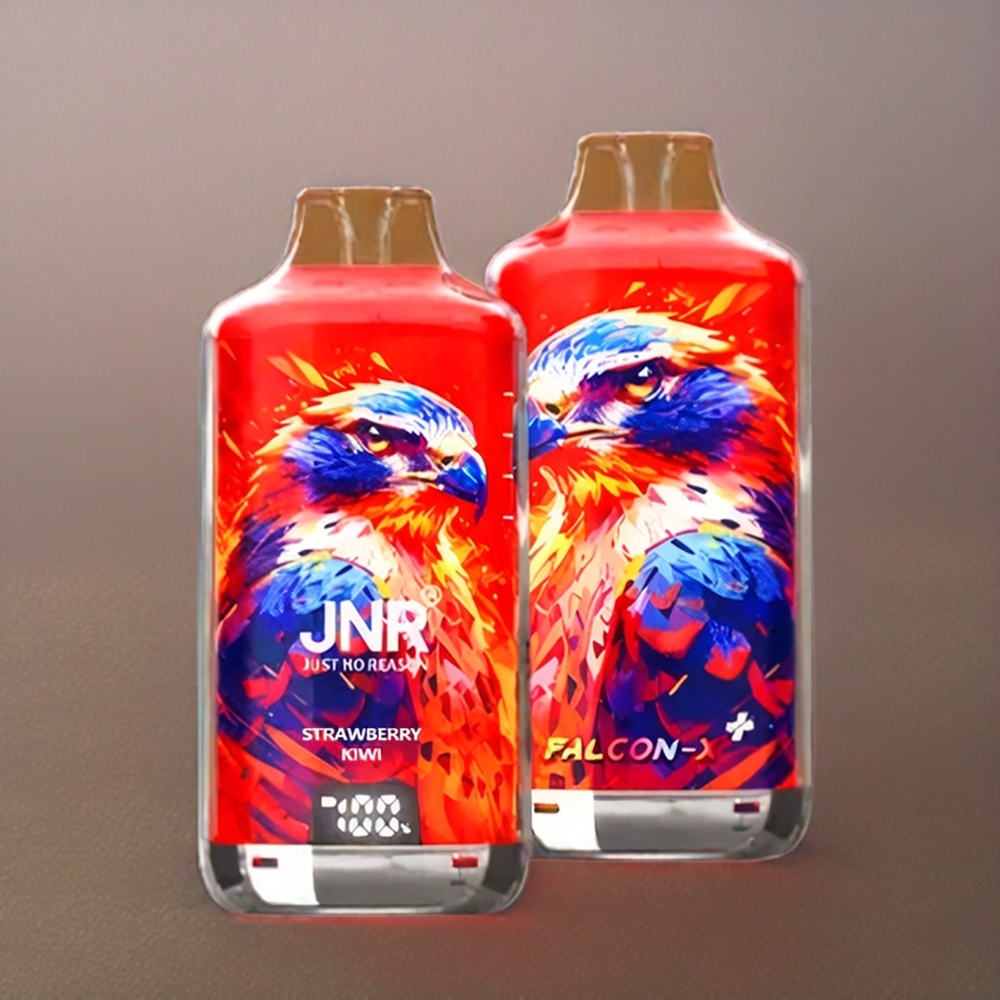 JNR Falcon X⁺ 28000 Norge Engros – 28000 Puffs, Synlig E-Væske Nivå, Toppfyll Design, Jordbær Kiwi, 2 10ml E-Væske Inkludert, 950mAh Batteri, Type-C Lading