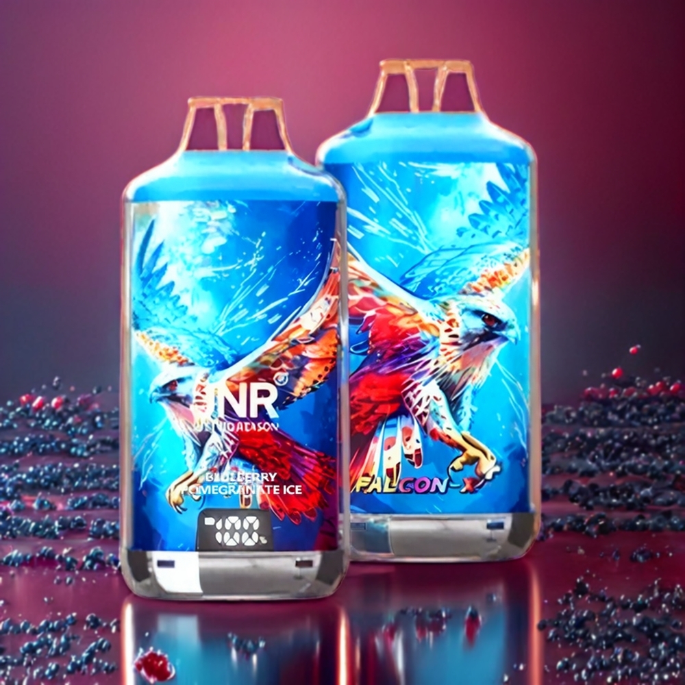 JNR Falcon X⁺ 28000 Norge Engros – Blåbær Granate Is – Toppfyll Design, 1.2Ω Dual Mesh Coil, 950mAh Batteri, 2 10ml E-væske
