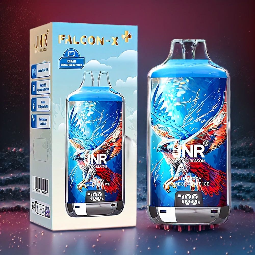 JNR Falcon X⁺ 28000 Norge Engros – Blåbær Granate Is – Toppfyll Design, 1.2Ω Dual Mesh Coil, 950mAh Batteri, 2 10ml E-væske