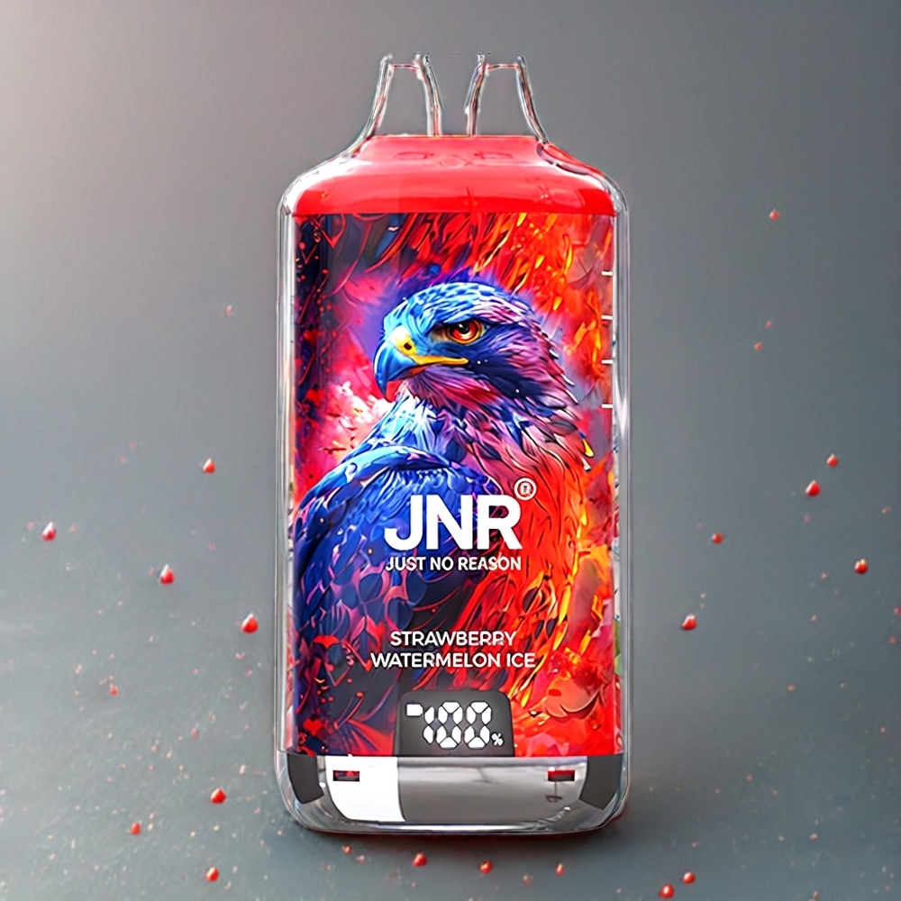 JNR Falcon X⁺ 28000 Norge Engros – Jordbær Vannmelon Is – 28000 Puffs, Synlig E-Væske Nivå, Toppfyll Design, 1.2Ω Dual Mesh Coil, Batteriindikator