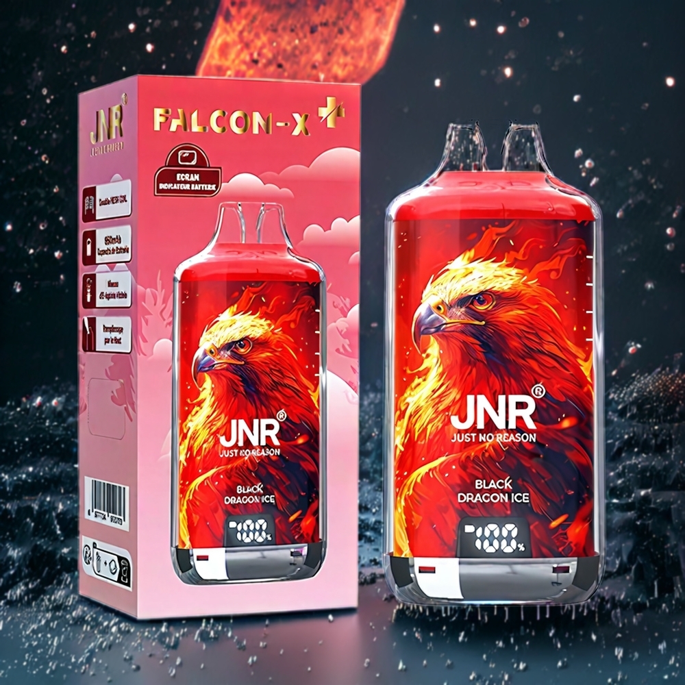 JNR Falcon X⁺ 28000 Norge Engros – Svart Drage Is – Toppfyllingsdesign, Synlig E-Væske Nivå, 950mAh Batteri, Type-C Lading, 2 10ml E-Væske Inkludert
