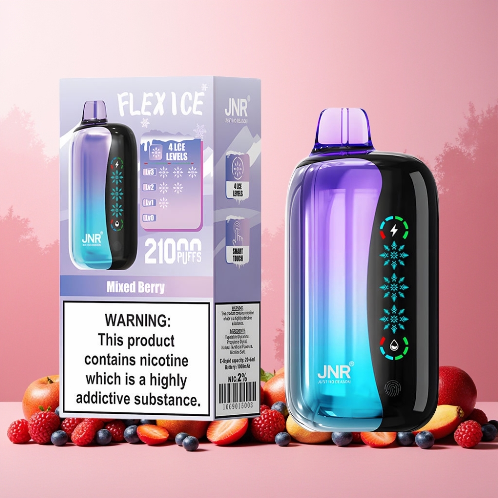 JNR Flex Ice Norge Engros 21000 Puffs Vape til engangsbruk Blandet Bær med Justerbar Airflow, Ice Adjustable og 1000mAh Batteri