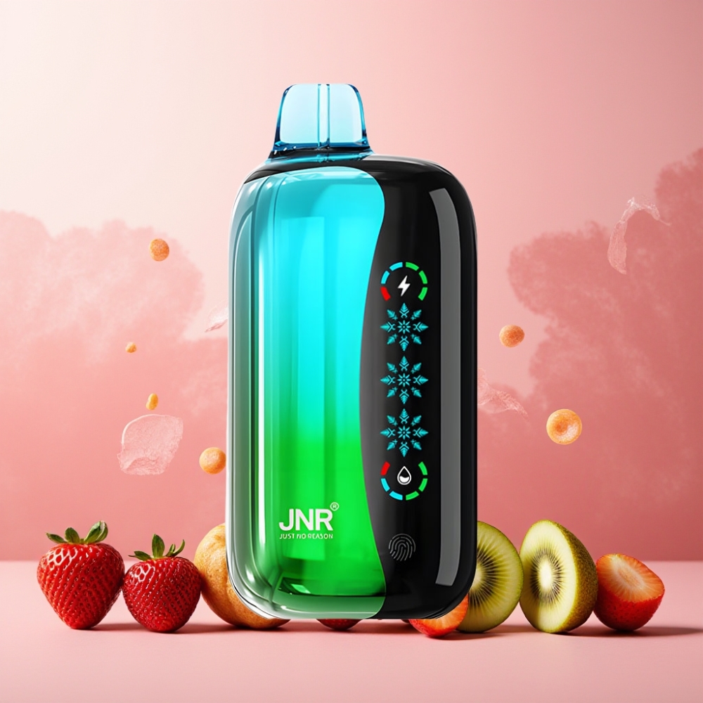 JNR Flex Ice Norge Engros 21000 Puffs Vape til engangsbruk Jordbær Kiwi med Justerbar Ice, 26ml E-væske, Tilpassbar Luftstrøm, Touch Skjerm