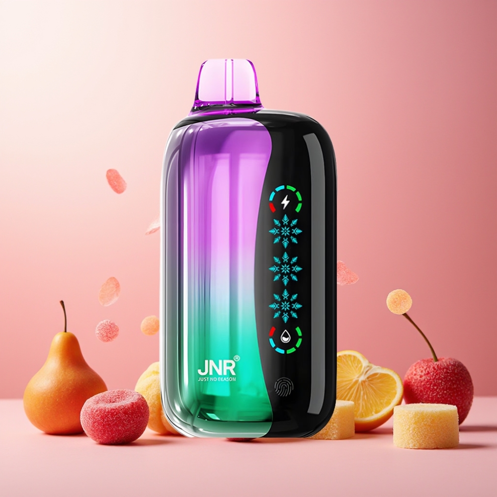 JNR Flex Ice Norge Engros 21000 Puffs Vape til engangsbruk Sur Kirsebær Gelé med Justerbar Ice, 26ml E-væske, 1000mAh Batteri, Type-C Lading