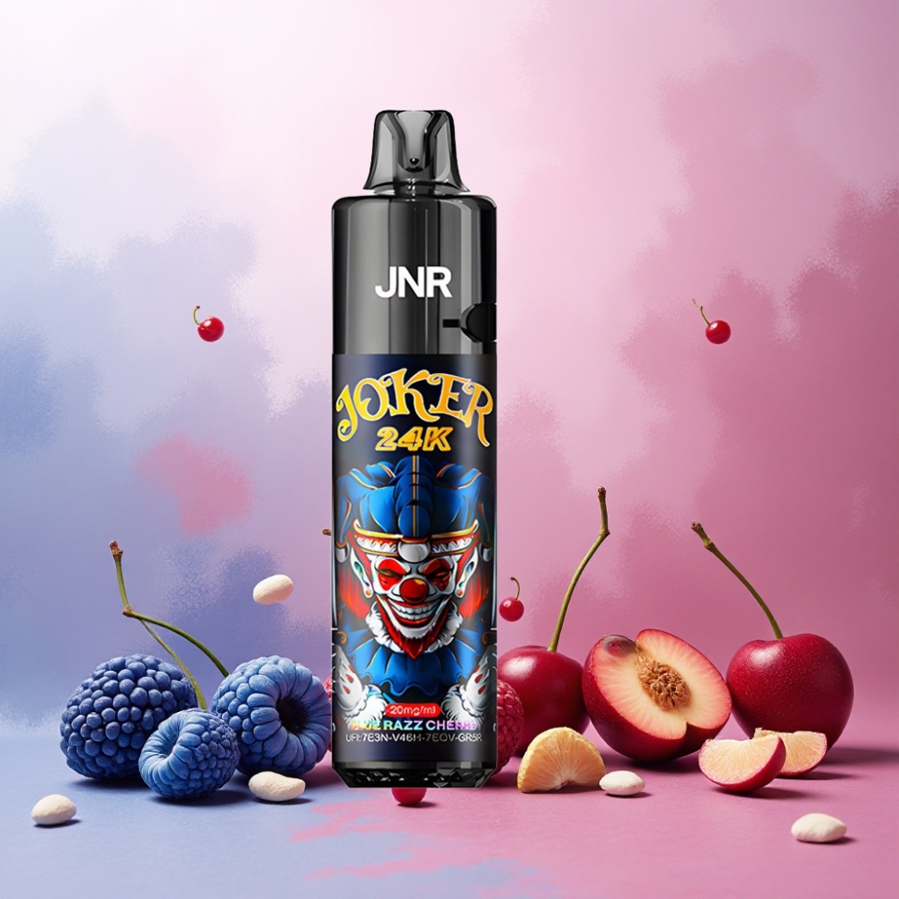 JNR Joker 24K Puffs Norge Engros Vape til engangsbruk Blå Bringebær med 800mAh Batteri, Type-C Lading og 2+10ml Refillable Pod