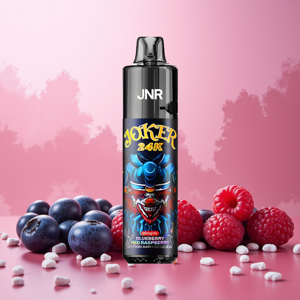 JNR Joker 24K Puffs Norge Engros Vape til engangsbruk Blåbær Rød Bringebær – 24000 Puffs, 2+10ml Refillable, 800mAh, Type-C