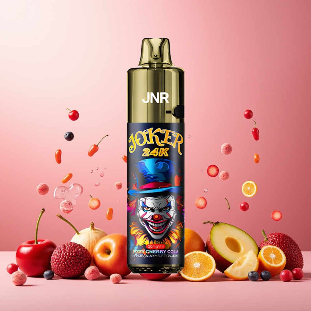 JNR Joker 24K Puffs Norge Engros Vape til engangsbruk Fizzy Kirsebær Cola – 24000 Puffs, 2% Nikotin, 800mAh Batteri, Synlig E-væske Nivå, Type-C Lading
