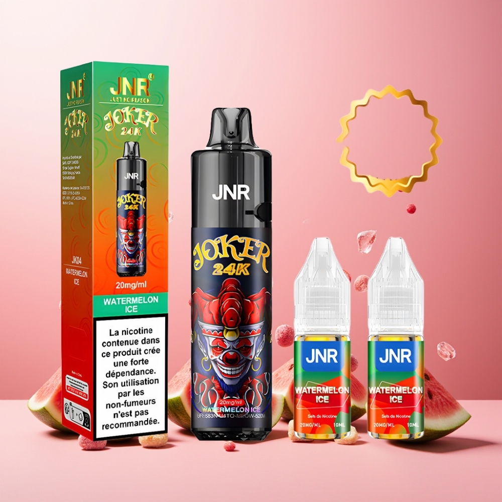 JNR Joker 24K Puffs Norge Engros Vape til engangsbruk Vannmelon Is – 800mAh Batteri, Type-C Lading, 2+10ml Refillable Pod