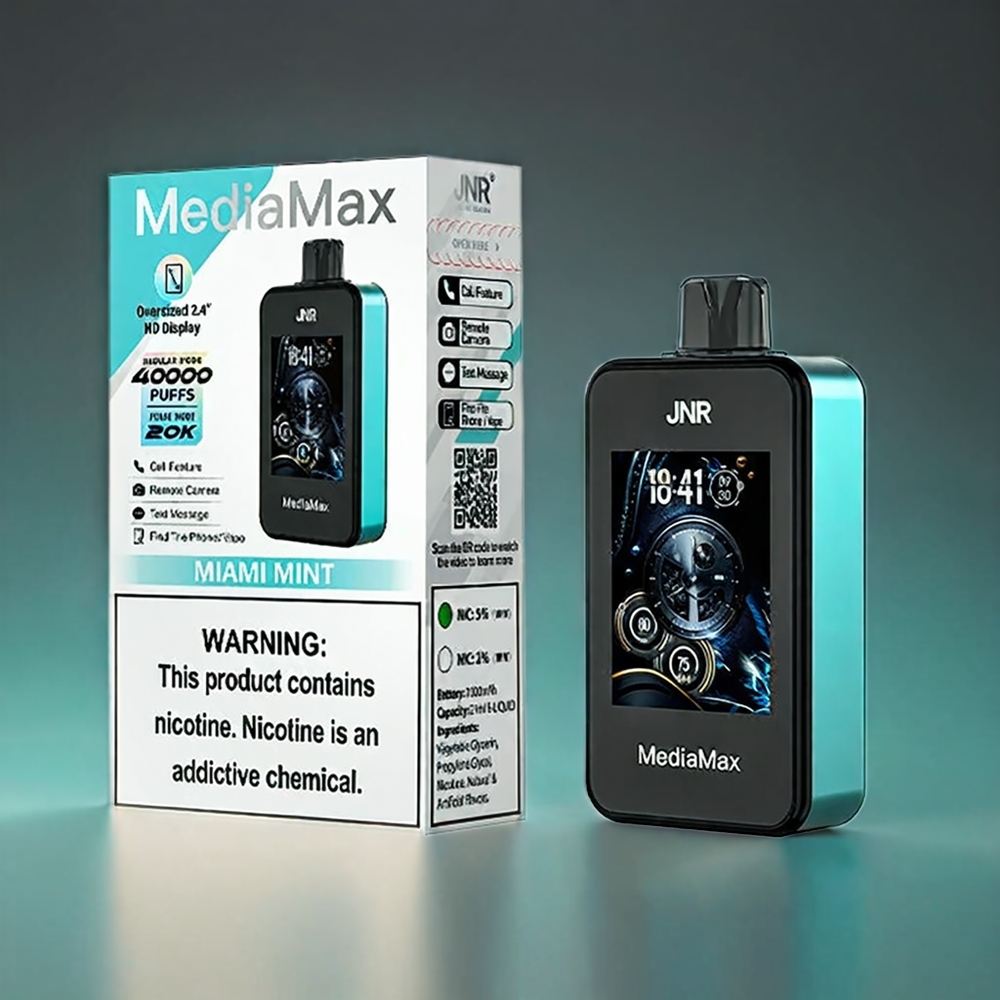 JNR MediaMax 40000 Puffs Norge Engros – 1000mAh Batteri, 21mL E-væske, Miami Mynte