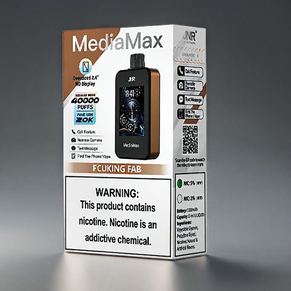 JNR MediaMax 40000 Puffs Norge Engros med 1000mAh Batteri, 21mL E-væske, 5% Nikotin & Type-C-lading