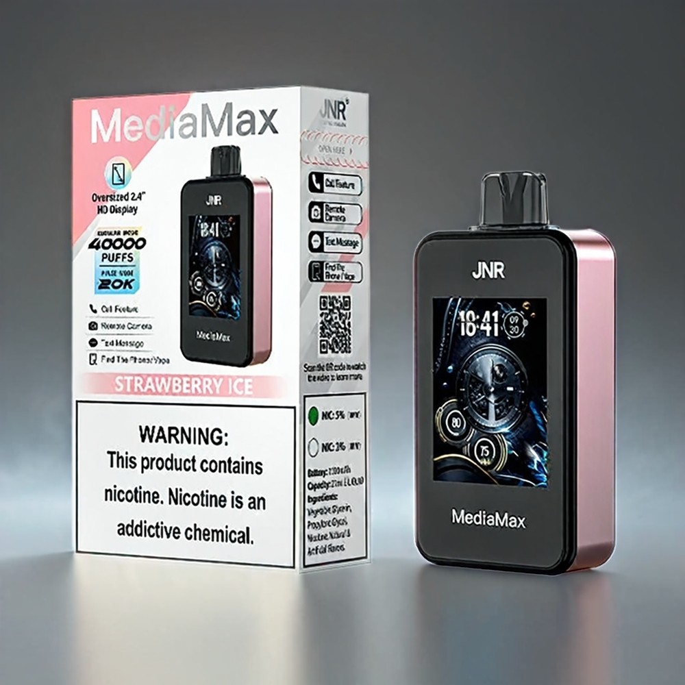 JNR MediaMax Norge engros 40000 Puffs 21mL 1000mAh Type-C Jordbær Is