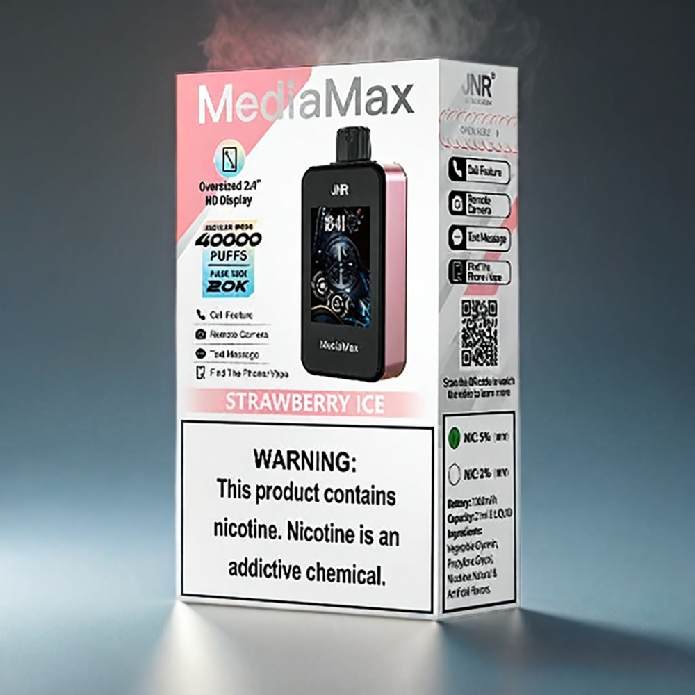 JNR MediaMax Norge engros 40000 Puffs 21mL 1000mAh Type-C Jordbær Is