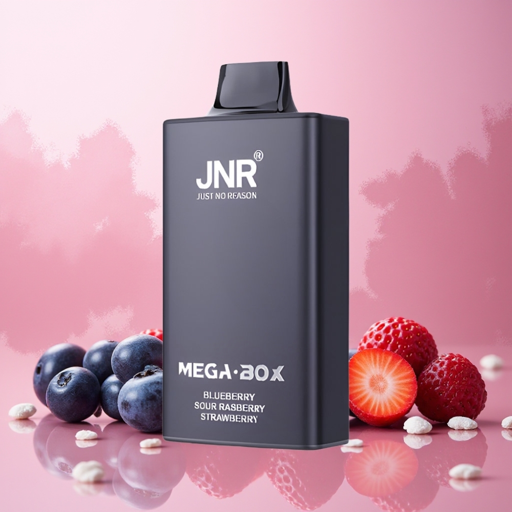 JNR Mega Box 25000 Puffs Norge Engros – 30ml E-liquid, 850mAh Battery, Type-C Lading, Blåbær Sur Bringebær Jordbær