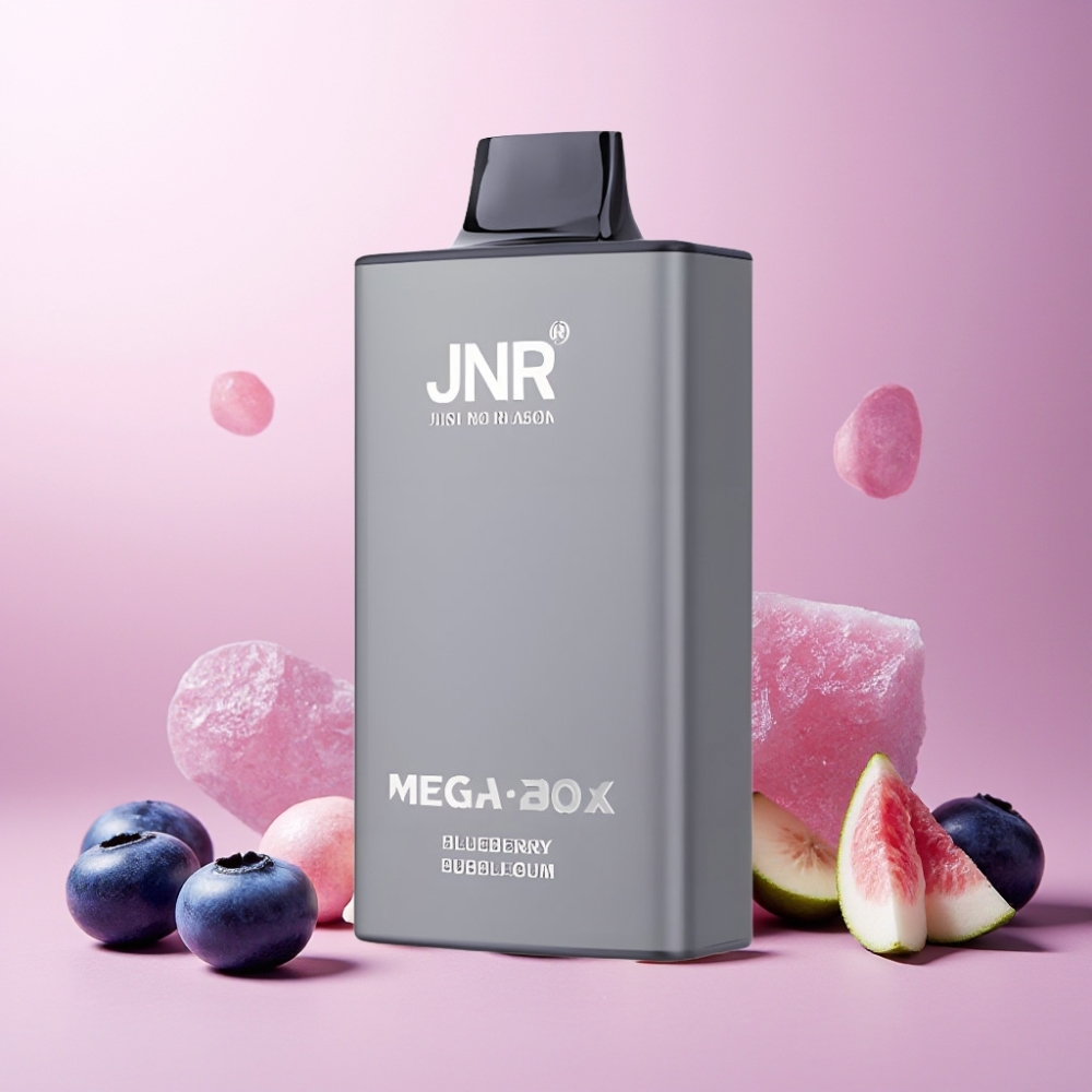 JNR Mega Box 25000 Puffs Norge Engros – Blåbær Tyggegummi – 30ml E-liquid, 850mAh, Type-C Lading