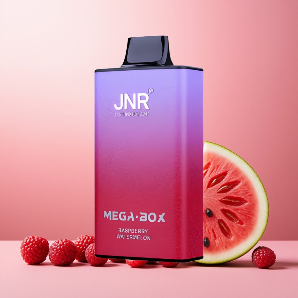 JNR Mega Box 25000 Puffs Norge Engros Vape til engangsbruk Bringebær Vannmelon – 30ml E-liquid, 850mAh Batteri, Type-C Lading
