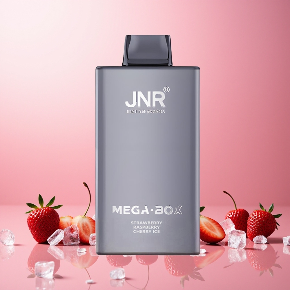 JNR Mega Box Norge Engros 25000 Puffs Strawberry Bringebær Kirsebær Is 30ml E-liquid 850mAh Battery Type-C Lading Dual Mesh Coil