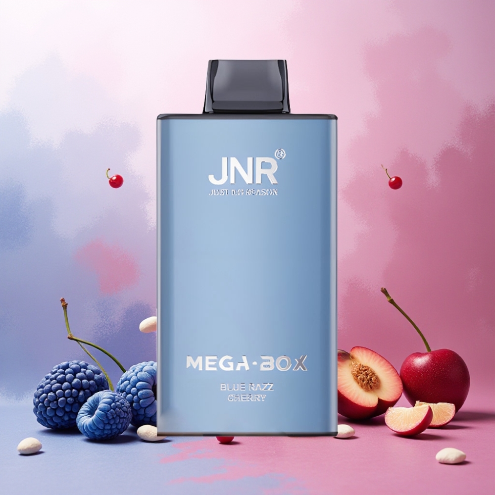 JNR Mega Box Norge Engros 25000 Puffs Vape til engangsbruk Blå Bringebær med 30ml E-liquid & Type-C Lading