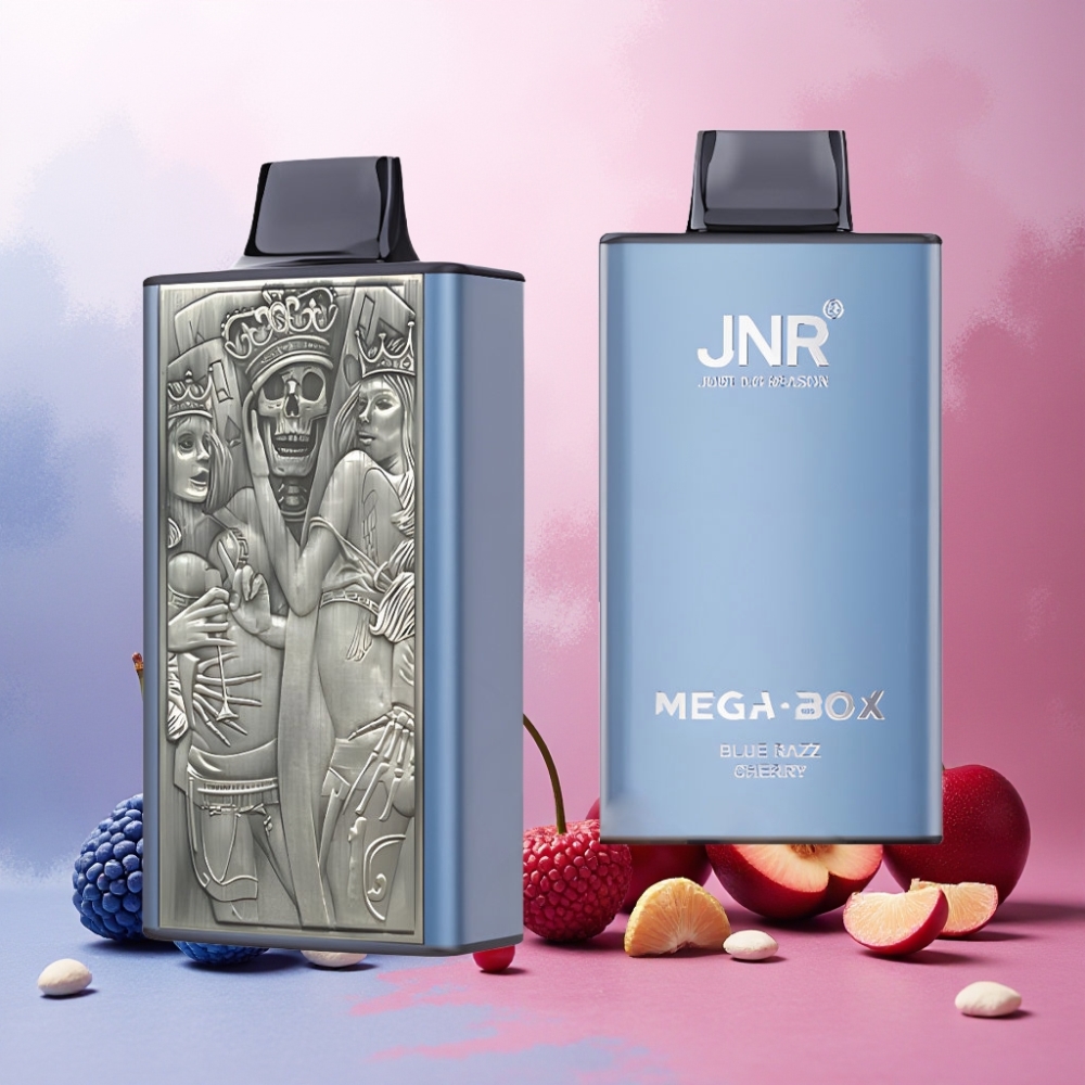 JNR Mega Box Norge Engros 25000 Puffs Vape til engangsbruk Blå Bringebær med 30ml E-liquid & Type-C Lading