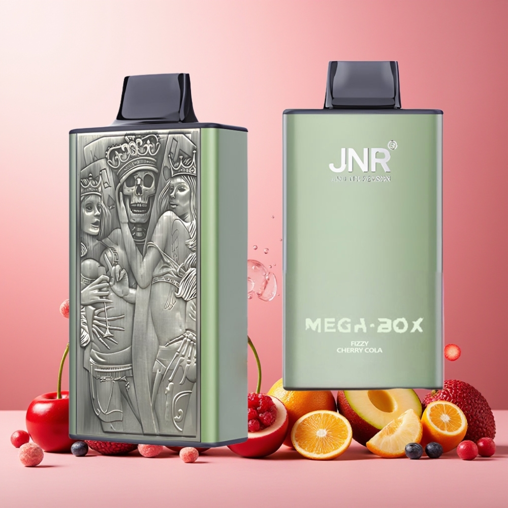 Norge engros JNR Mega Box 25000 Puffs Vape til engangsbruk Fizzy Kirsebær Cola med 30ml E-væske, 850mAh batteri og Type-C hurtiglading
