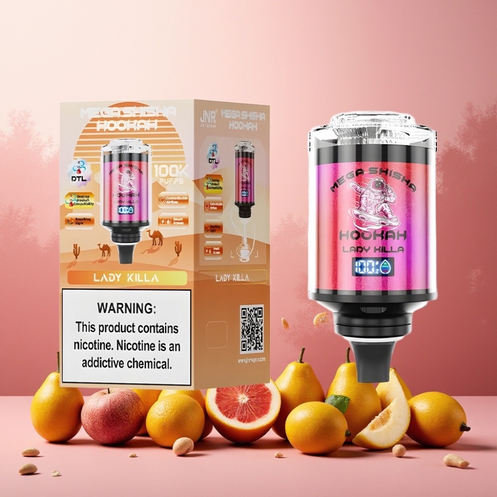 JNR Mega Shisha Hookah Norge Engros – 100K Puffs, 60ml Kapasitet, 2200mAh Batteri, Type-C Lading, Justerbar Luftstrøm