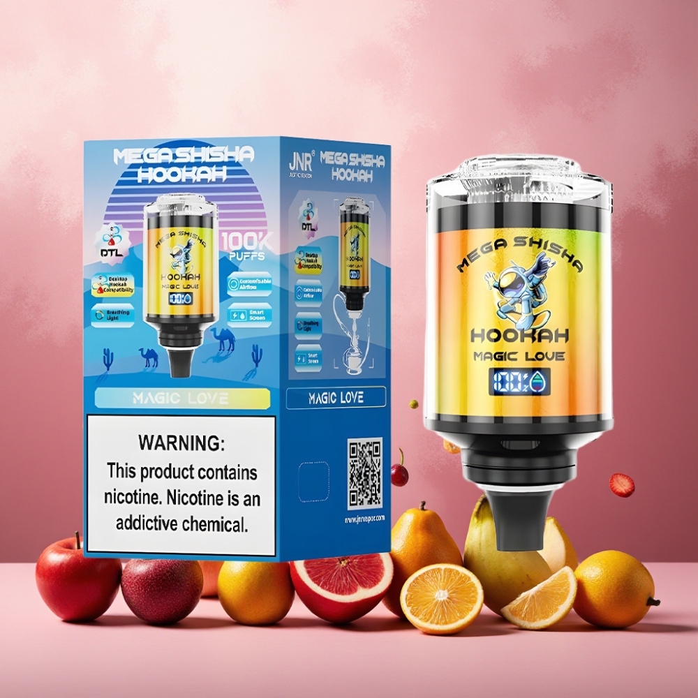JNR Mega Shisha Hookah Norge Engros – 100K Puffs, 60ml Kapasitet, 2200mAh Batteri, Type-C Lading