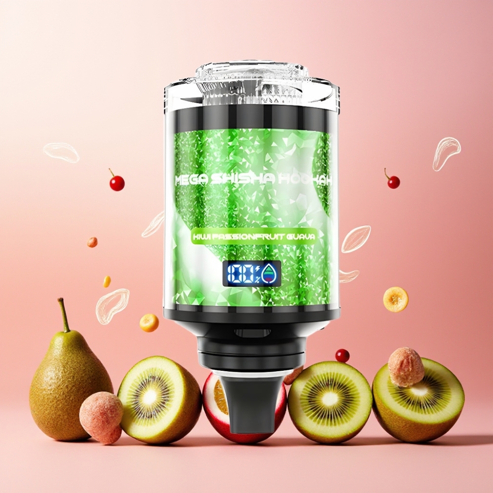 JNR Mega Shisha Hookah Norge Engros 100K Puffs 60ml Kiwi Pasjonsfrukt Guava Desktop Kompatibel med 2200mAh Batteri og Type-C Lading