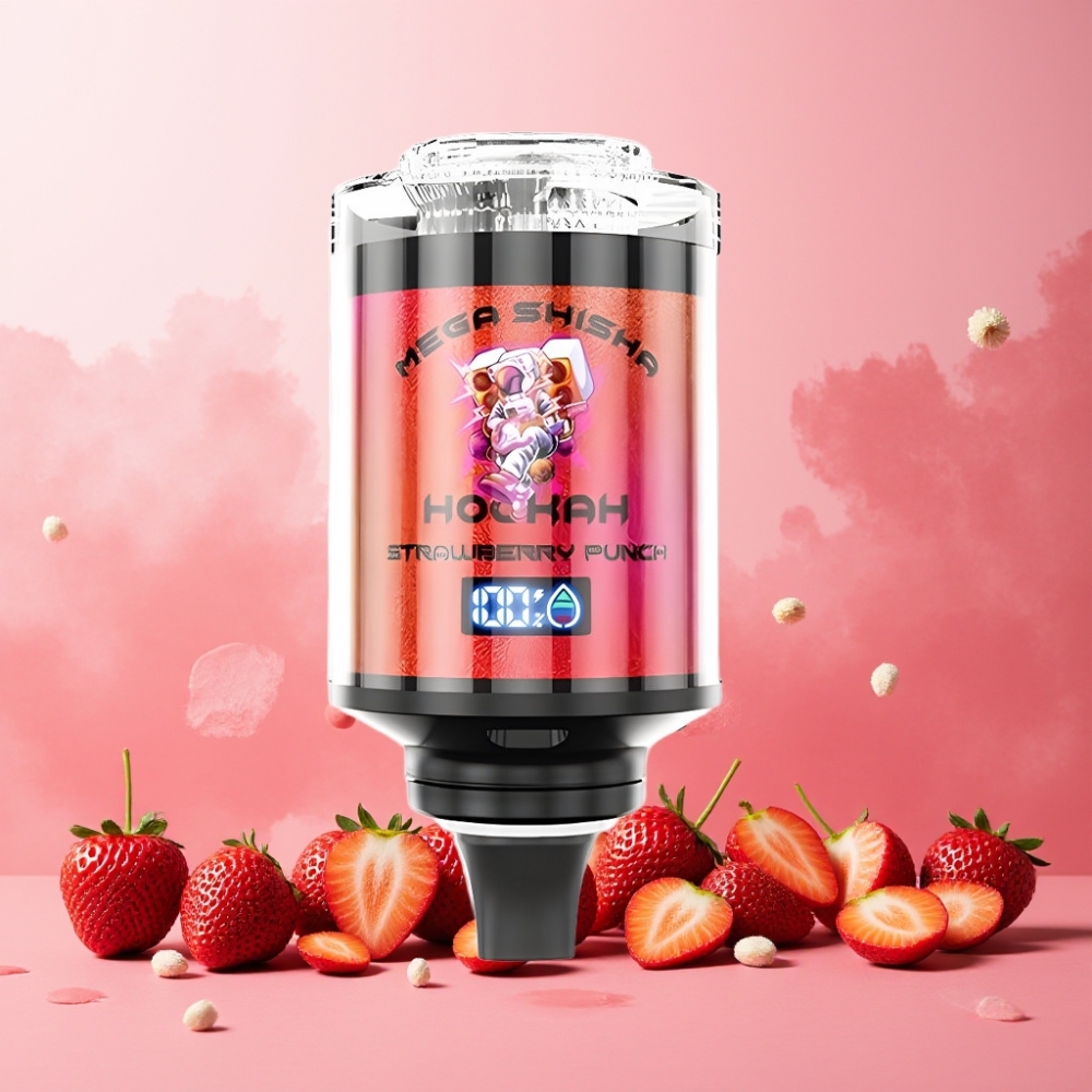 JNR Mega Shisha Hookah Norge Engros 100K Puffs 60ml Type-C Ladning Justerbar Luftstrøm Jordbærsmak