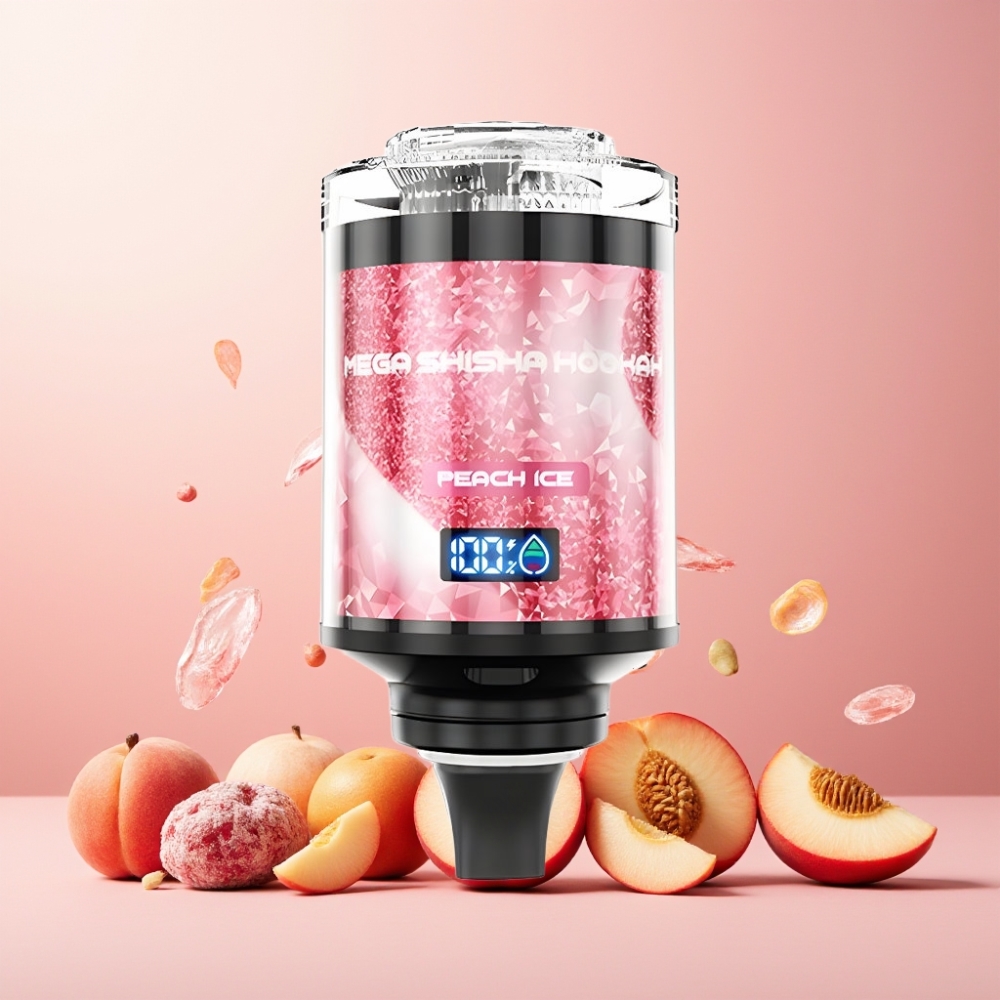 JNR Mega Shisha Hookah Norge engros – 100 000 puffs, 60ml e-Liquid Kapasitet, 2200mAh Batteri, Type-C lading – Peach Is