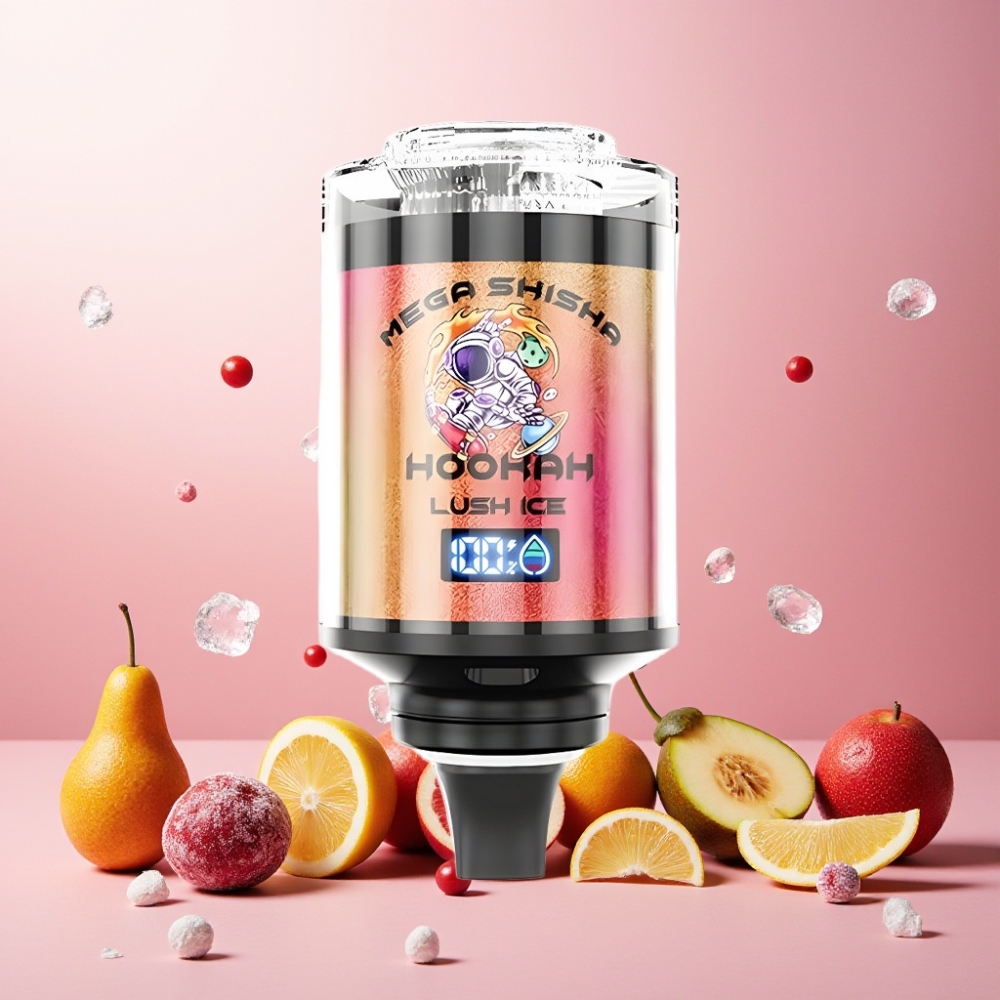 JNR Mega Shisha Hookah Norge engros med 100 000 puffs, 60ml e-Liquid Kapasitet, 2200mAh batteri og Justerbar Luftstrøm – Lush Ice (Frisk Is)