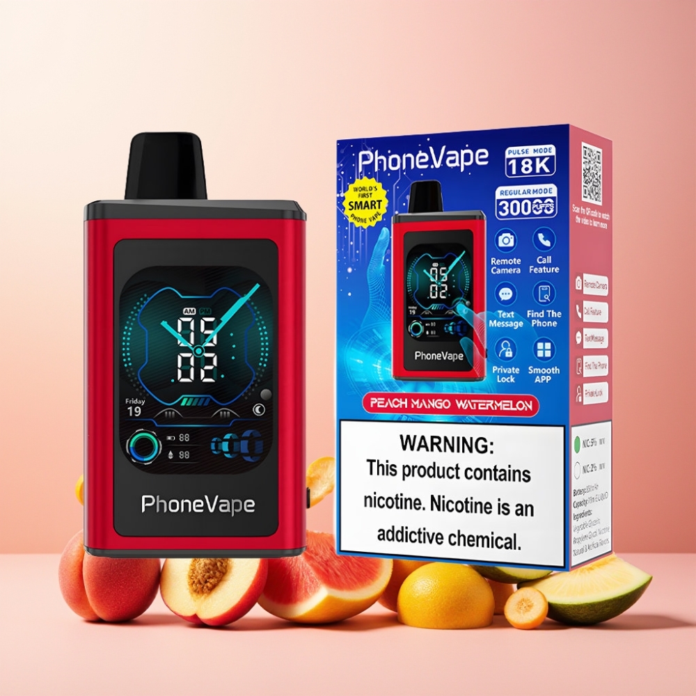 JNR PhoneVape 30000 puffs Norge engros – App Controlled, Turbo Mode, Full Display Screen – Vape til engangsbruk Fersken Mango Vannmelon