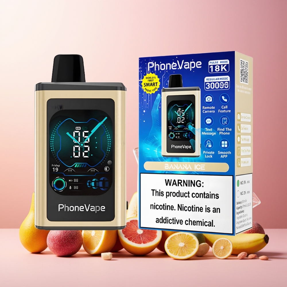 JNR PhoneVape 30000 puffs Norge engros Vape til engangsbruk Bananis med 850mAh Type-C ladbar batteri, Turbo Mode, Justerbar luftstrøm og App-kontroll