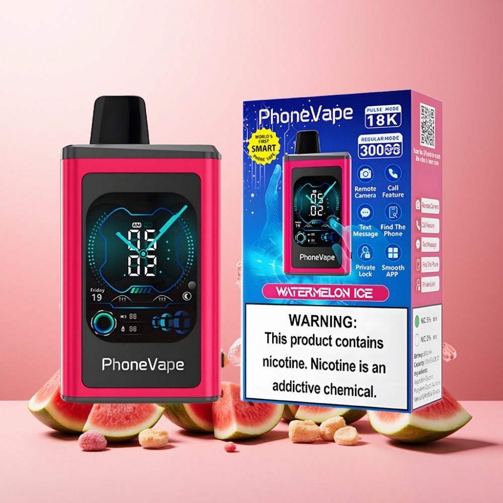 JNR PhoneVape 30000 puffs Norge engros Vape til engangsbruk Vannmelon Is med 850mAh Type-C, Turbo Mode, Justerbar Luftstrøm og Full Display Skjerm