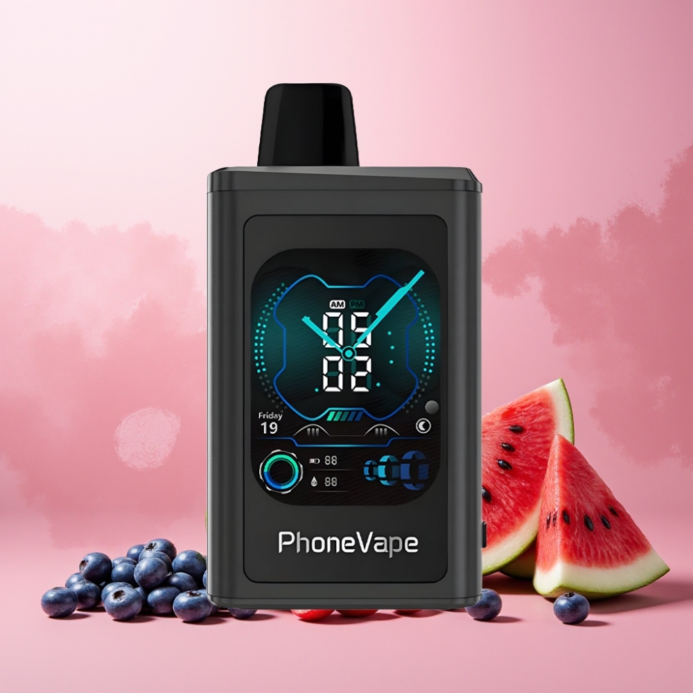 JNR PhoneVape Norge Engros 30000 puffs Vape til engangsbruk Blåbær Vannmelon med 850mAh Type-C Oppladbar Batteri, Turbo Mode, Justerbar Luftstrøm og App-kontroll