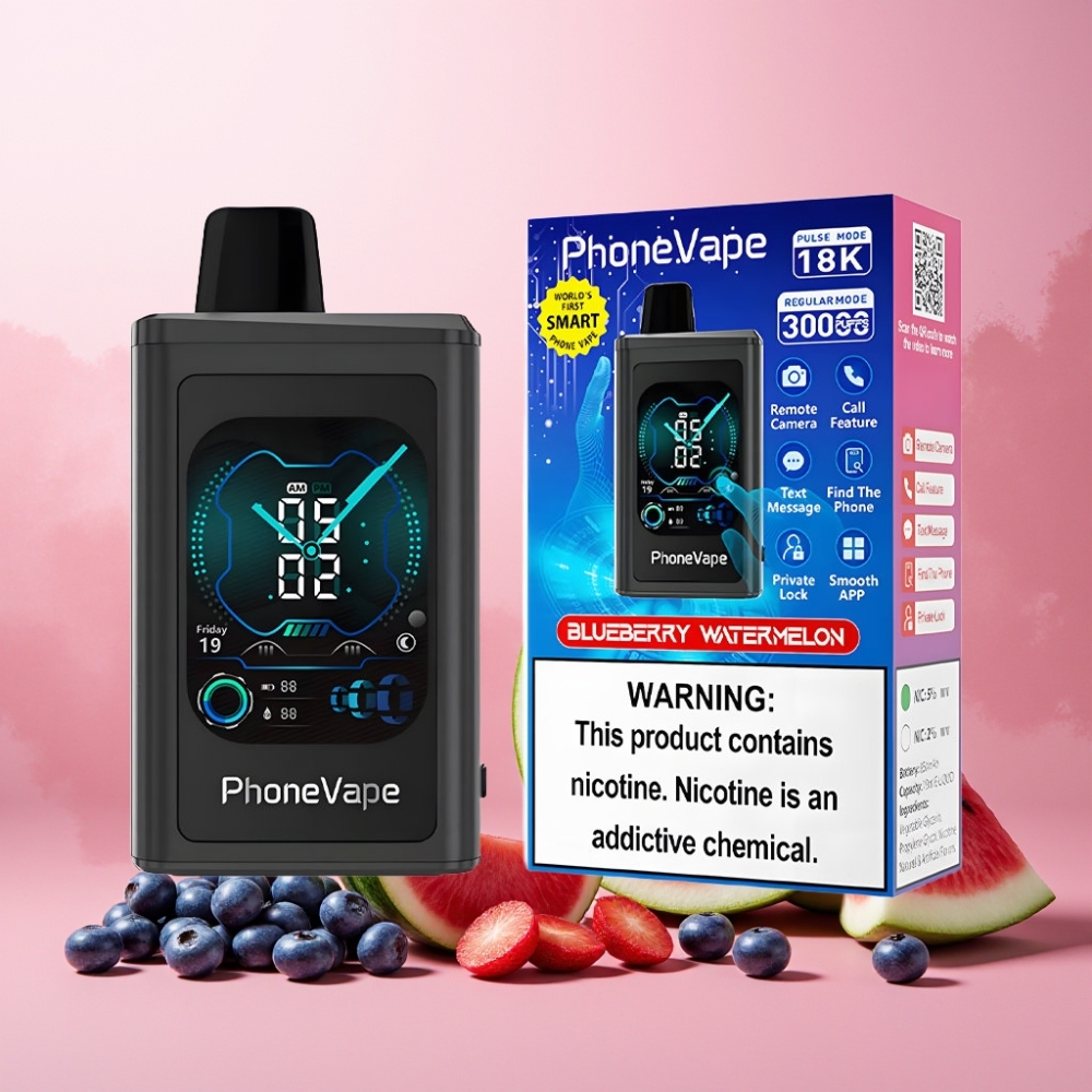 JNR PhoneVape Norge Engros 30000 puffs Vape til engangsbruk Blåbær Vannmelon med 850mAh Type-C Oppladbar Batteri, Turbo Mode, Justerbar Luftstrøm og App-kontroll