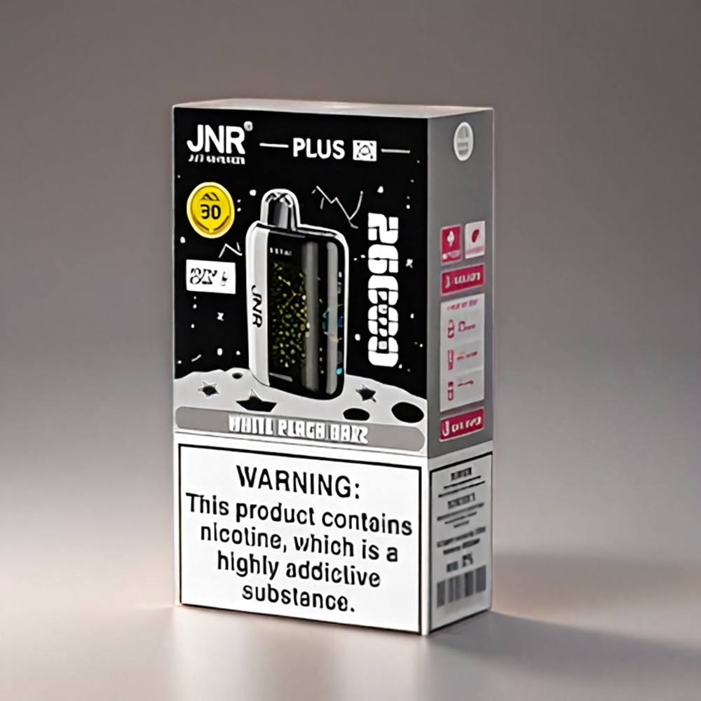 JNR Plus-X 26000 Puffs Norge Engros – Hvit Fersken Bringebær med 28ml E-væske, 850 mAh Batteri, Type-C Lading & 3D Bøyd Skjerm
