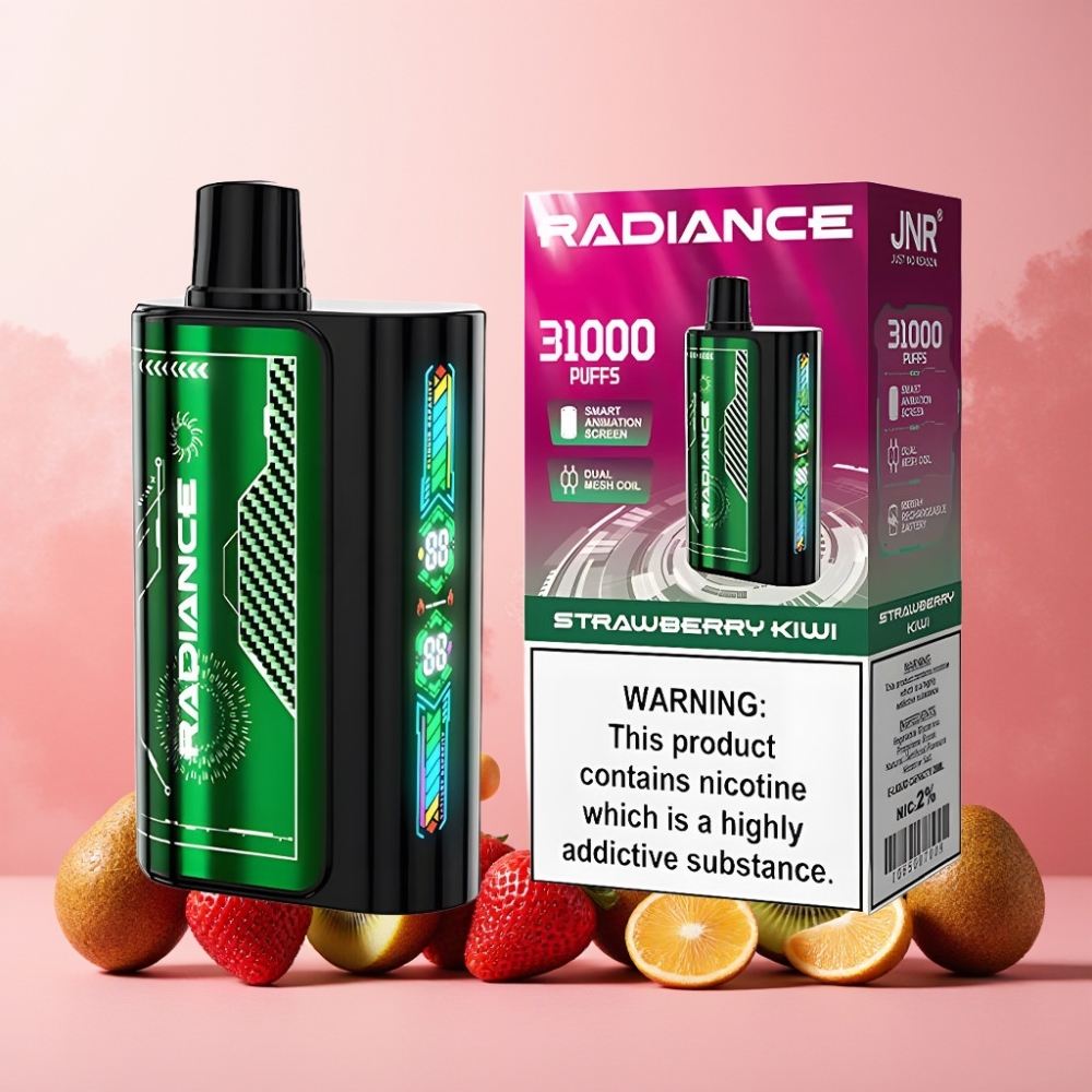 JNR Radiance Norge Engros 31000 Puffs 28ml Dual Mesh Coil Vape til engangsbruk Jordbær Kiwi