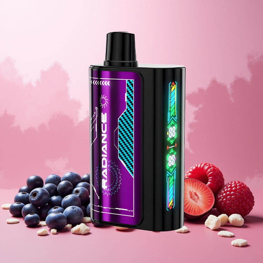 JNR Radiance Norge Engros 31000 Puffs Opplagbar Vape Blåbær & Sur Bringebær med 28ml E-væske, Dual Mesh Coil og Type-C Lading