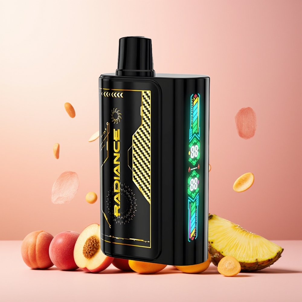 JNR Radiance Norge Engros 31000 Puffs Vape til engangsbruk Fersken Mango Ananas – 28ml E-liquid, Dual Mesh Coil, 950 mAh Batteri, Type-C Lading