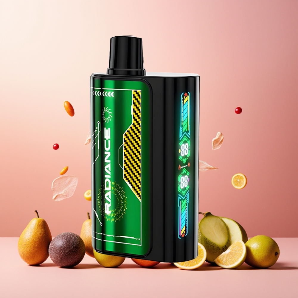 JNR Radiance Norge Engros 31000 Puffs Vape til engangsbruk Pasjonsfrukt Kiwi med 28ml E-liquid, Smart Animation Screen og Type-C Lading